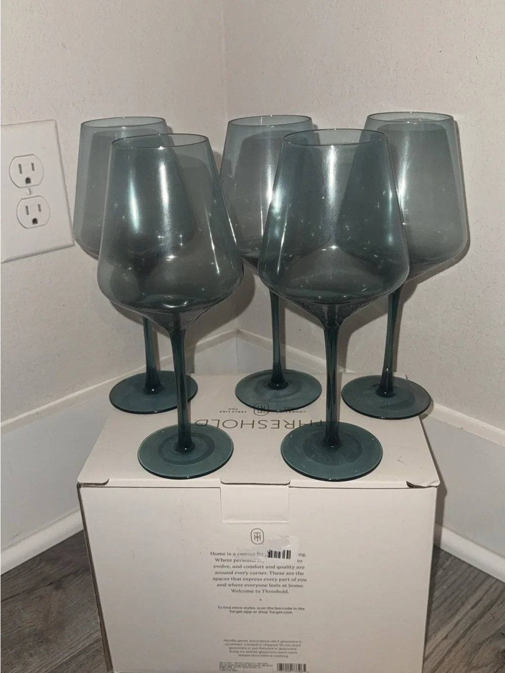 Threshold Blue-Tinted Wine Glasses Set of 5